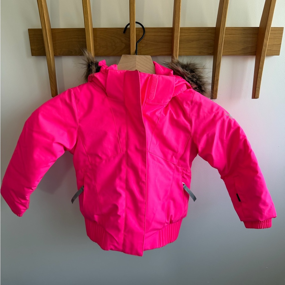 Spyder Neon Pink Jacket with Fur Trim Hood 3T